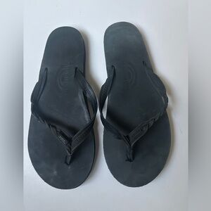 Rainbow Braided Leather Thong Sandals Single Layer
